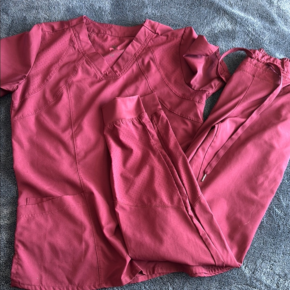 Women's Maroon Scrub Set